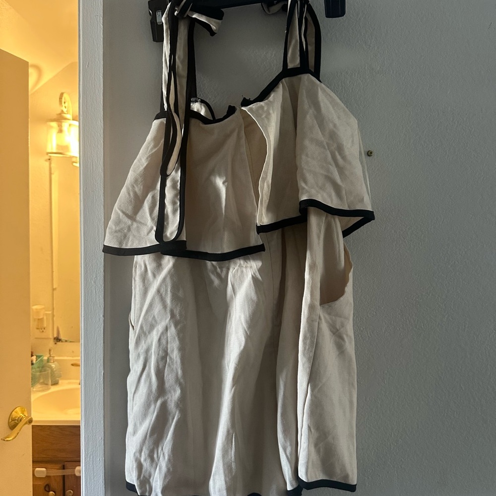 Chic Cream Dress with Black Edging